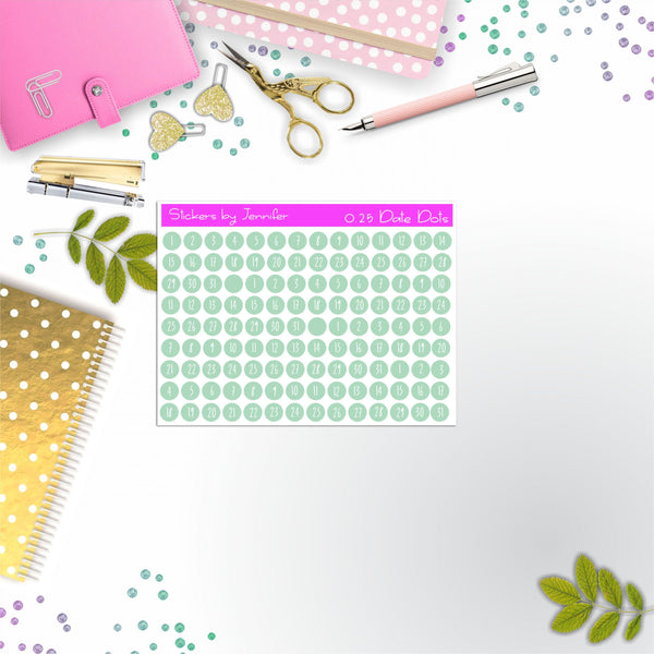 Mini Date Covers, Date Dots, Number Stickers M-24, Planner Stickers, Journal Stickers, Functional Planner Stickers, Stationary Stickers