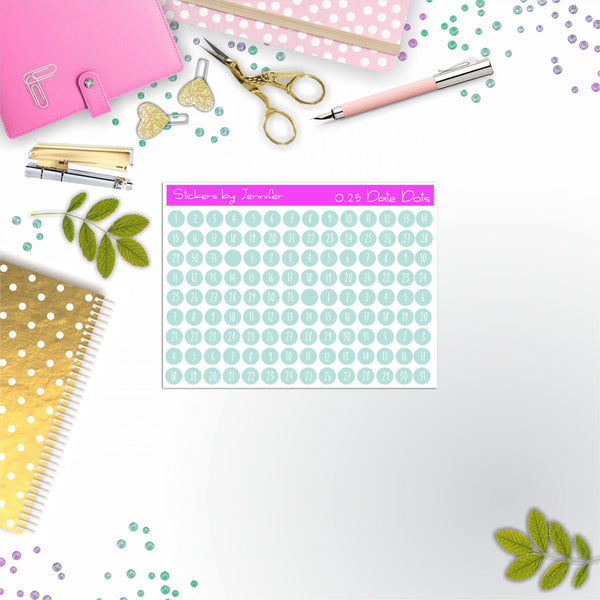 Mini Date Covers, Date Dots, Number Stickers M-25, Planner Stickers, Journal Stickers, Functional Planner Stickers, Stationary Stickers