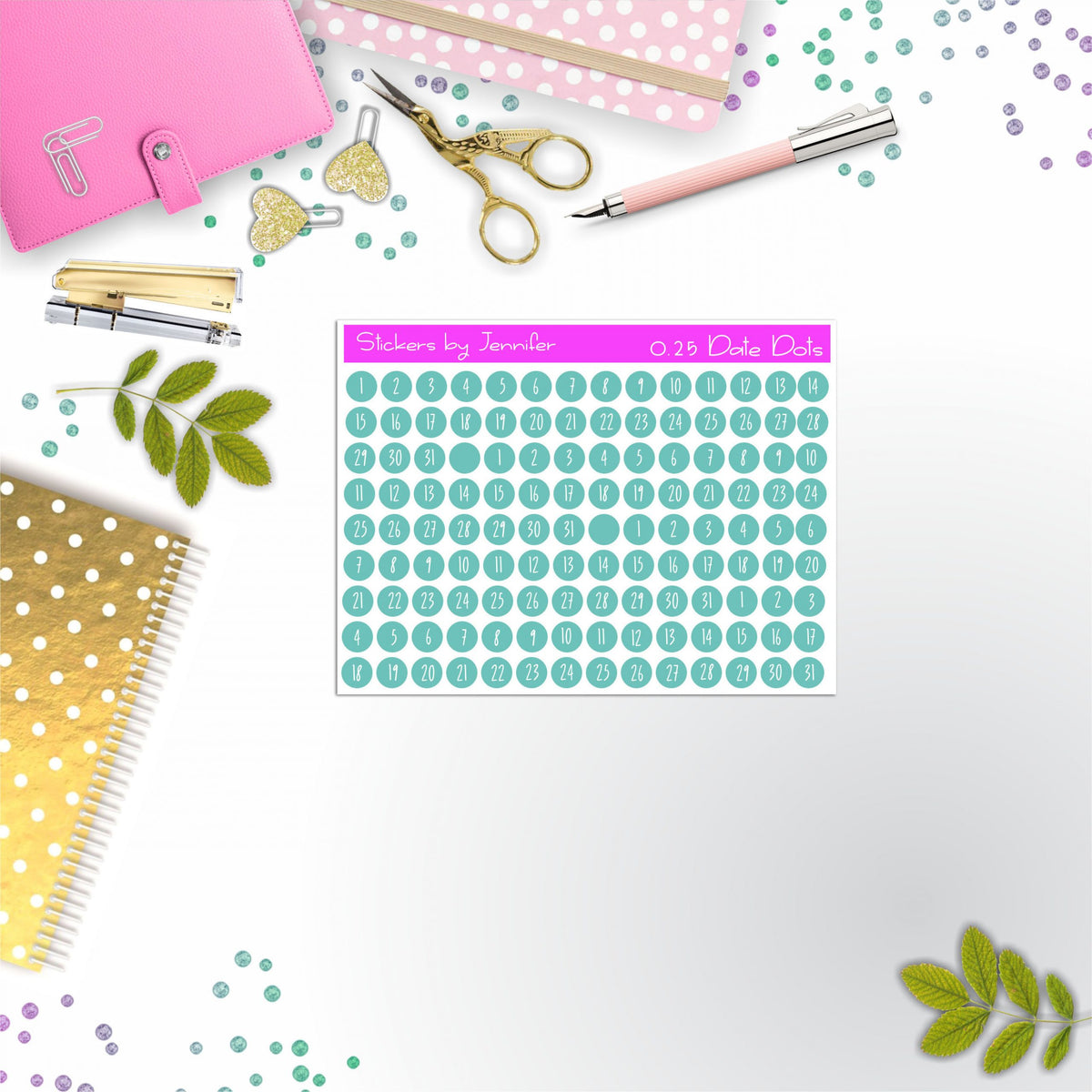 Mini Date Covers, Date Dots, Number Stickers M-26, Planner Stickers, Journal Stickers, Functional Planner Stickers, Stationary Stickers