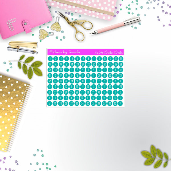 Mini Date Covers, Date Dots, Number Stickers M-27, Planner Stickers, Journal Stickers, Functional Planner Stickers, Stationary Stickers