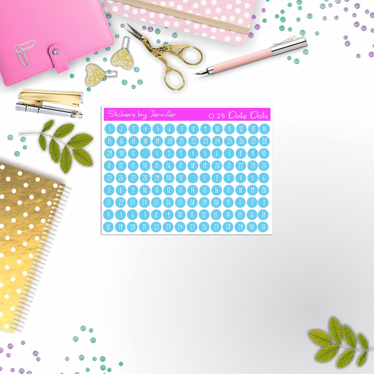 Mini Date Covers, Date Dots, Number Stickers M-32, Planner Stickers, Journal Stickers, Functional Planner Stickers, Stationary Stickers