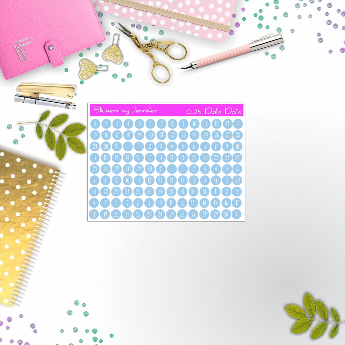 Mini Date Covers, Date Dots, Number Stickers M-34, Planner Stickers, Journal Stickers, Functional Planner Stickers, Stationary Stickers
