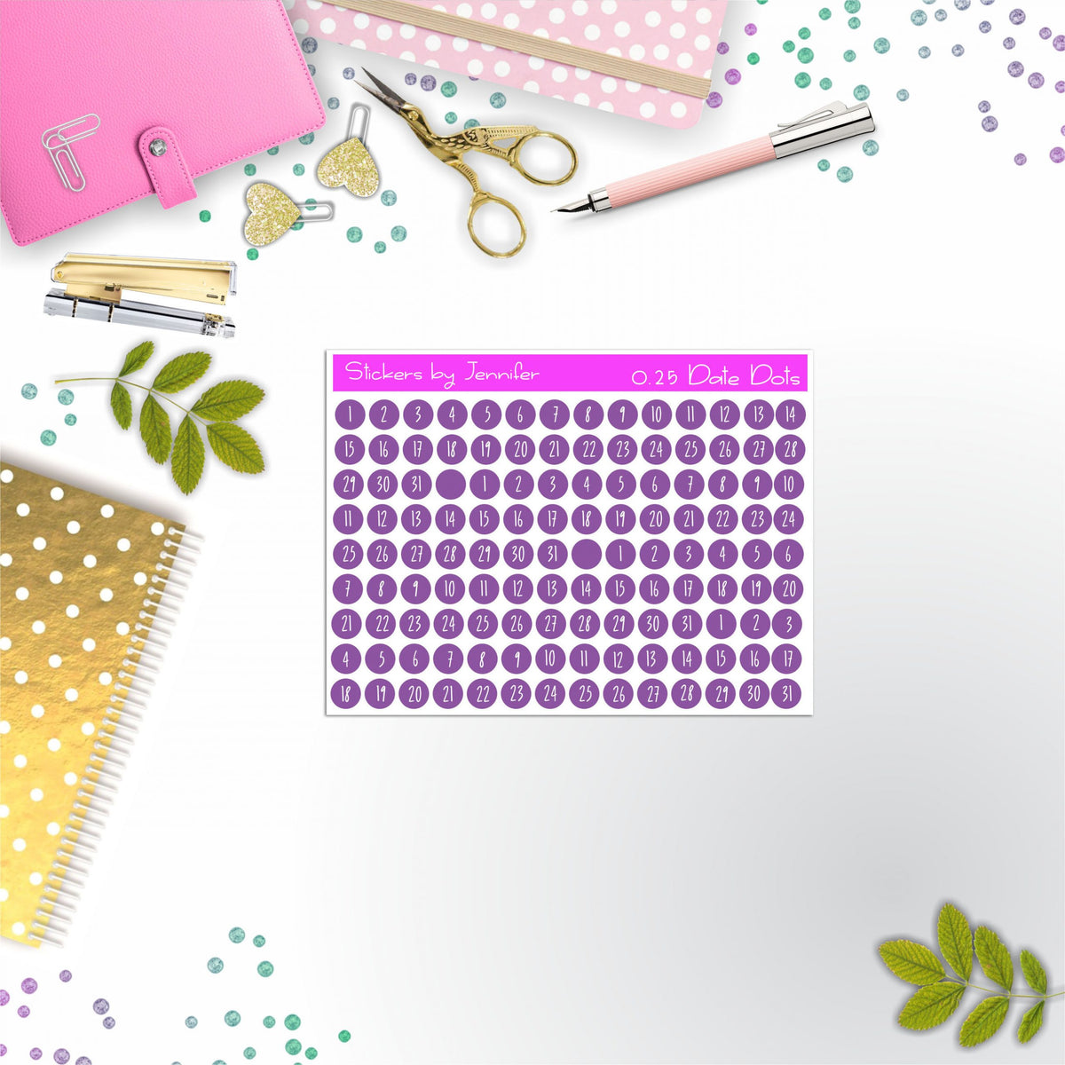 Mini Date Covers, Date Dots, Number Stickers M-52, Planner Stickers, Journal Stickers, Functional Planner Stickers, Stationary Stickers