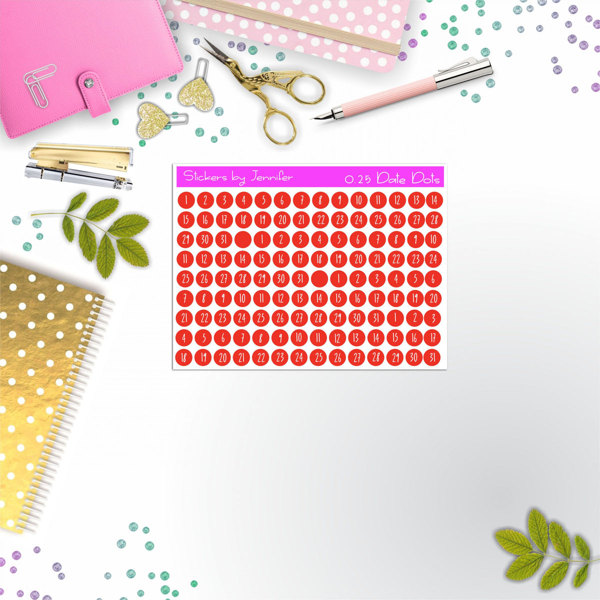 Mini Date Covers, Date Dots, Number Stickers M-75, Planner Stickers, Journal Stickers, Functional Planner Stickers, Stationary Stickers