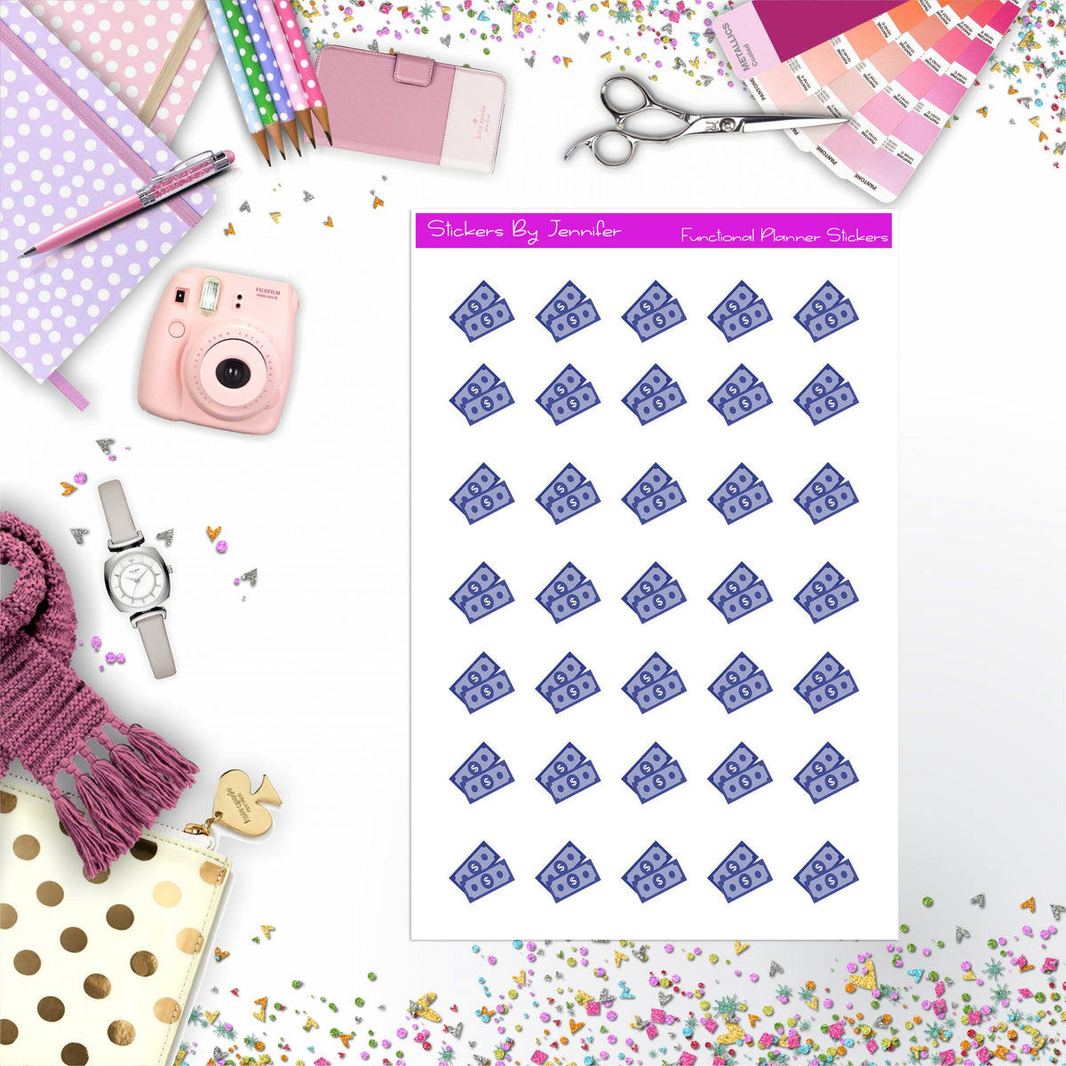 Money Stickers, Planner Stickers, Journal Stickers, Functional Planner Stickers, Stationary Stickers