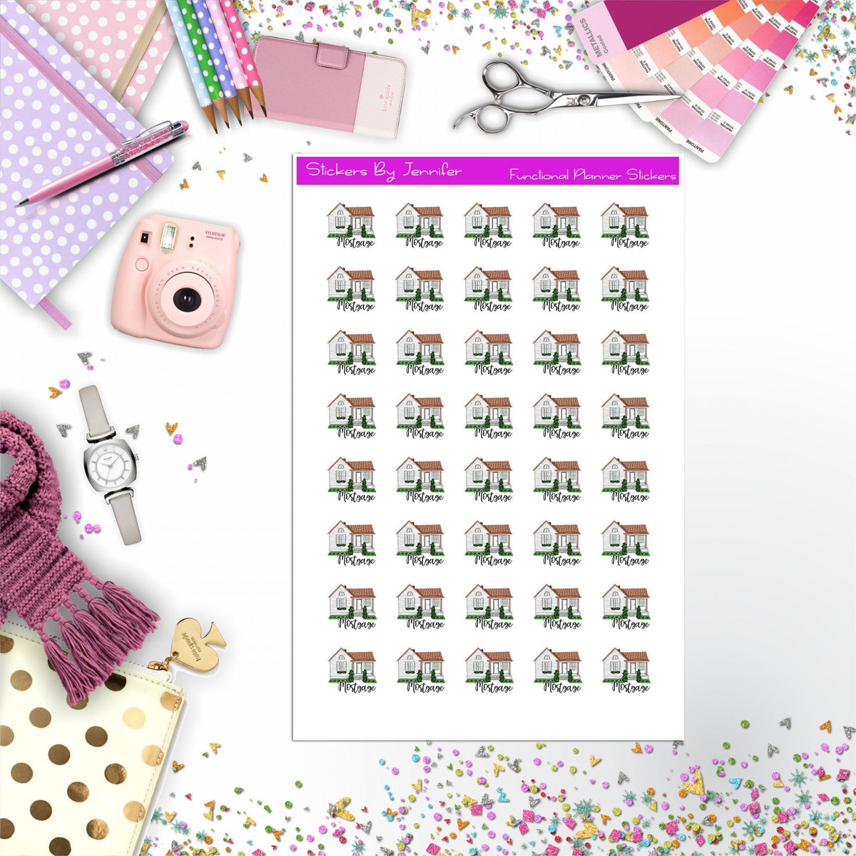 Mortgage Icon Planner Stickers, Bullet Journal Stickers, Functional Planner Stickers, Stationary Stickers