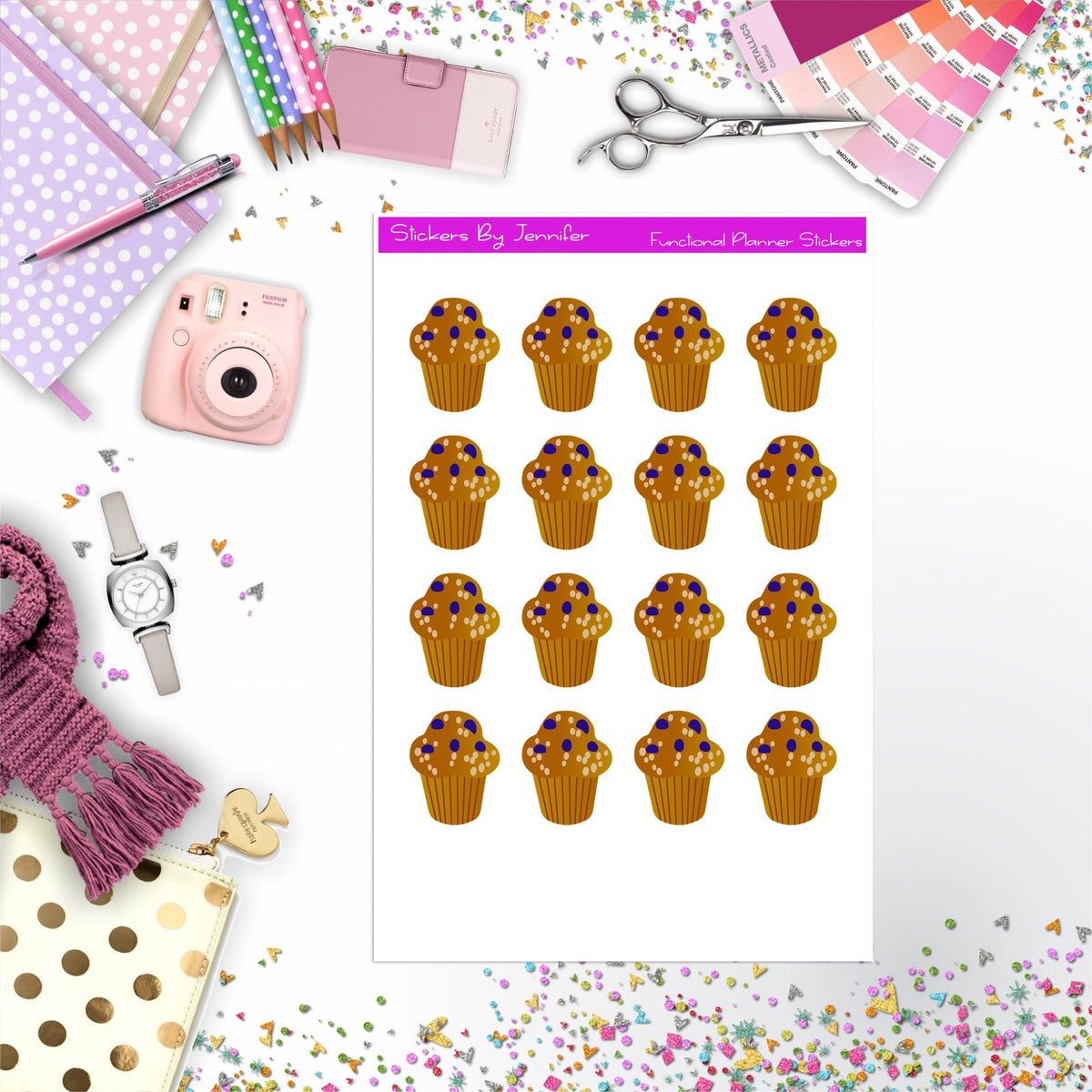 Muffin Stickers, Planner Stickers, Journal Stickers, Functional Planner Stickers, Stationary Stickers
