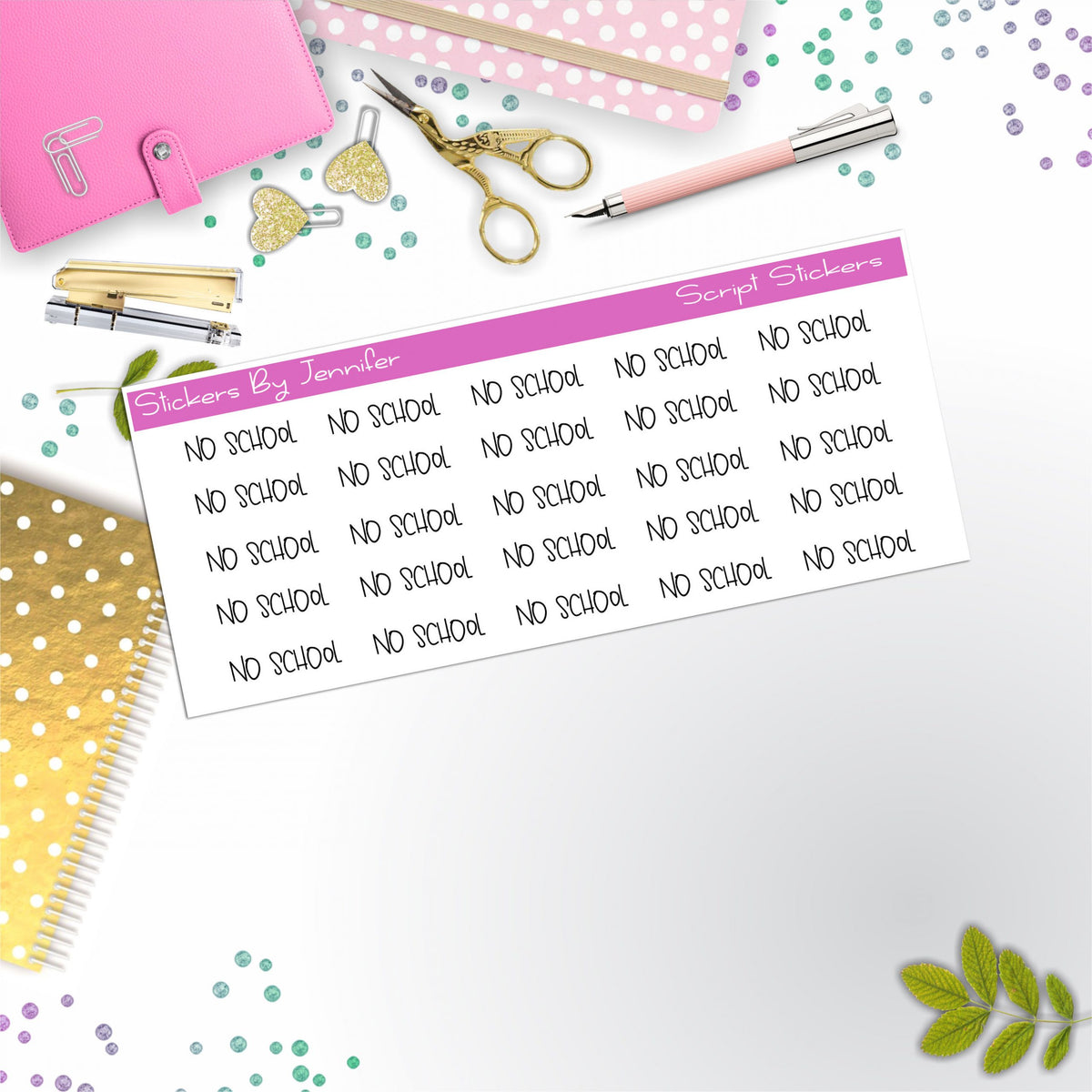 No School Script Stickers, Typography Stickers, Planner Stickers