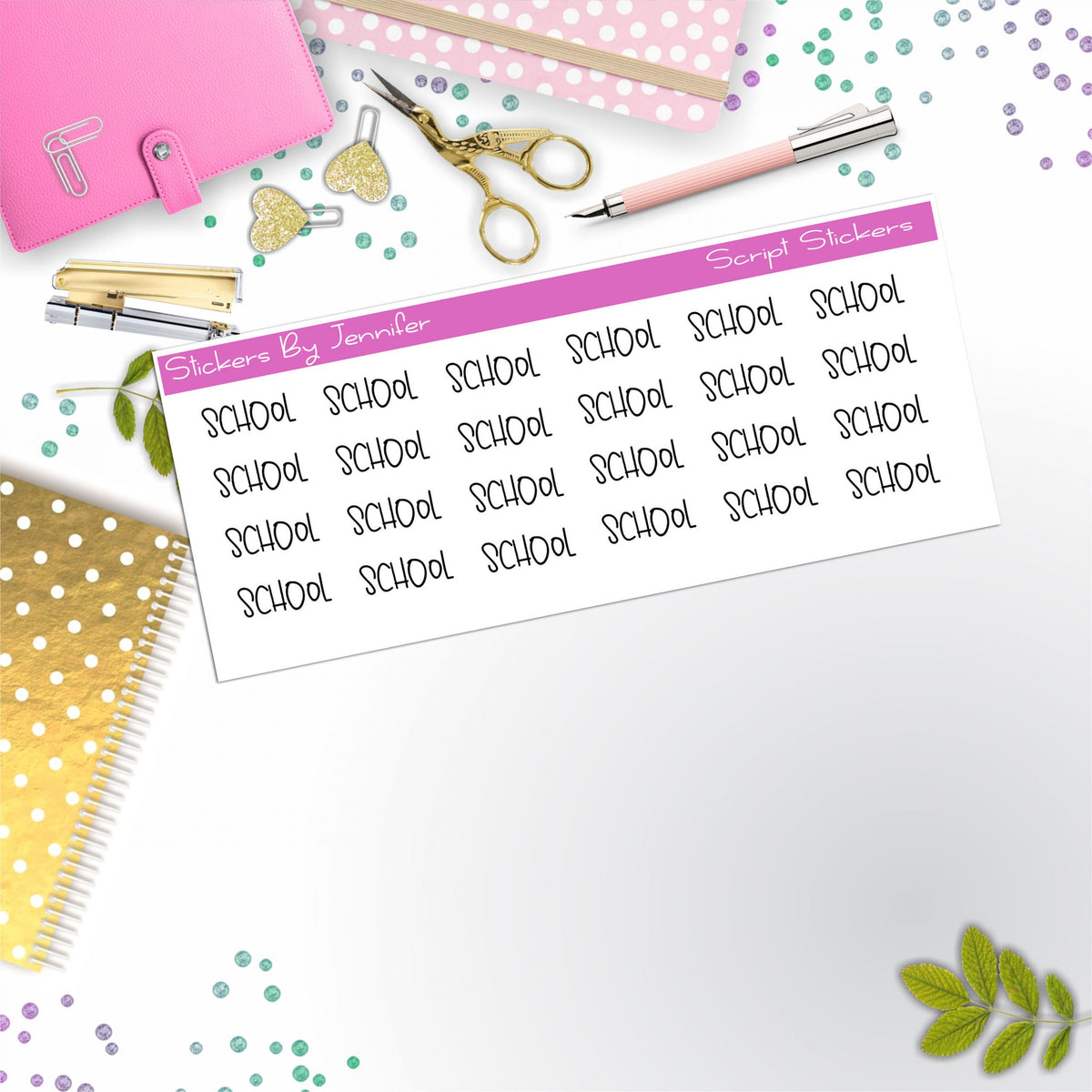 No School Script Stickers, Typography Stickers, Planner Stickers