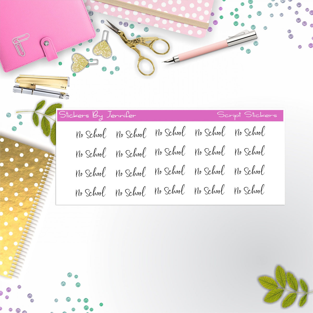 No School Script Stickers, Typography Stickers, Planner Stickers, Journal Stickers, Functional Planner Stickers, Stationary Stickers
