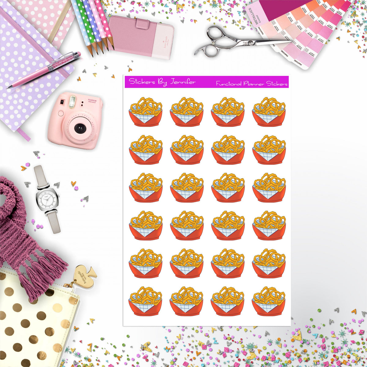 Onion Rings Stickers, Planner Stickers, Journal Stickers, Functional Planner Stickers, Stationary Stickers