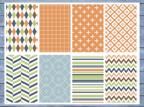 Orange, Green Pattern Full Box Planner Stickers, Big Happy Planner, Erin Condren, Classic Happy Planner