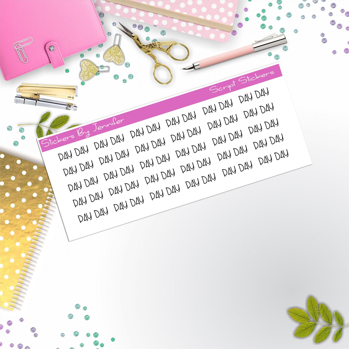 Pay Day Script Stickers, Typography Stickers, Planner Stickers