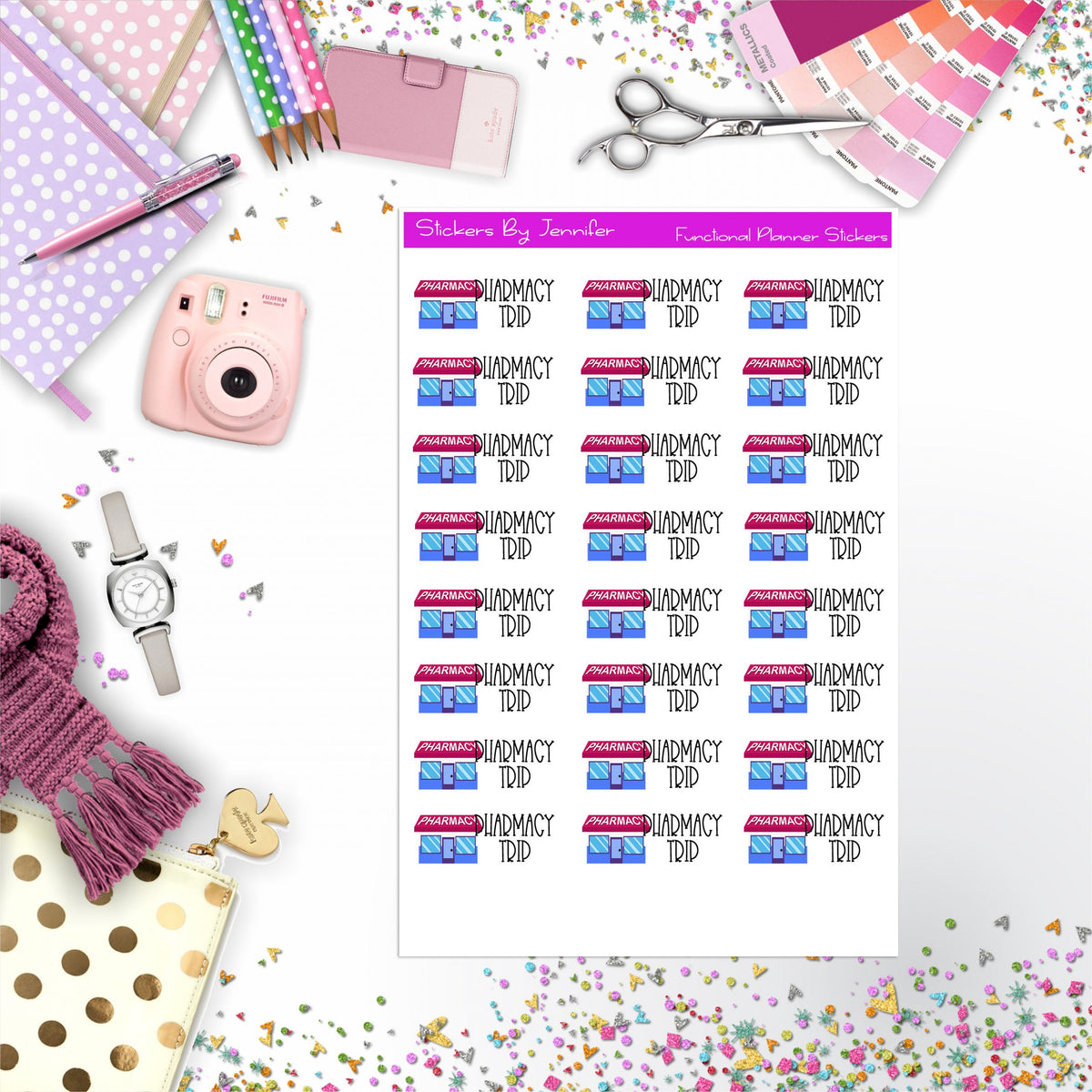 Pharmacy Trip Stickers, Planner Stickers, Journal Stickers, Functional Planner Stickers, Stationary Stickers