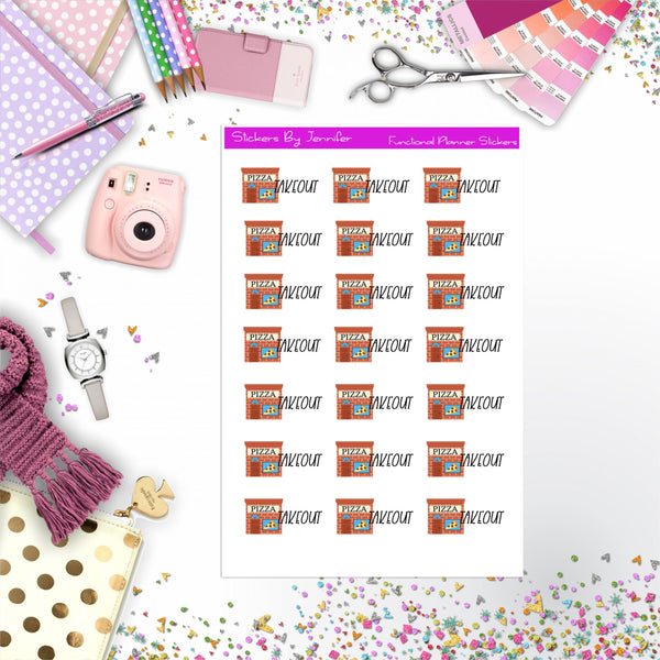 Pizza Takeout Stickers, Planner Stickers, Journal Stickers, Functional Planner Stickers, Stationary Stickers