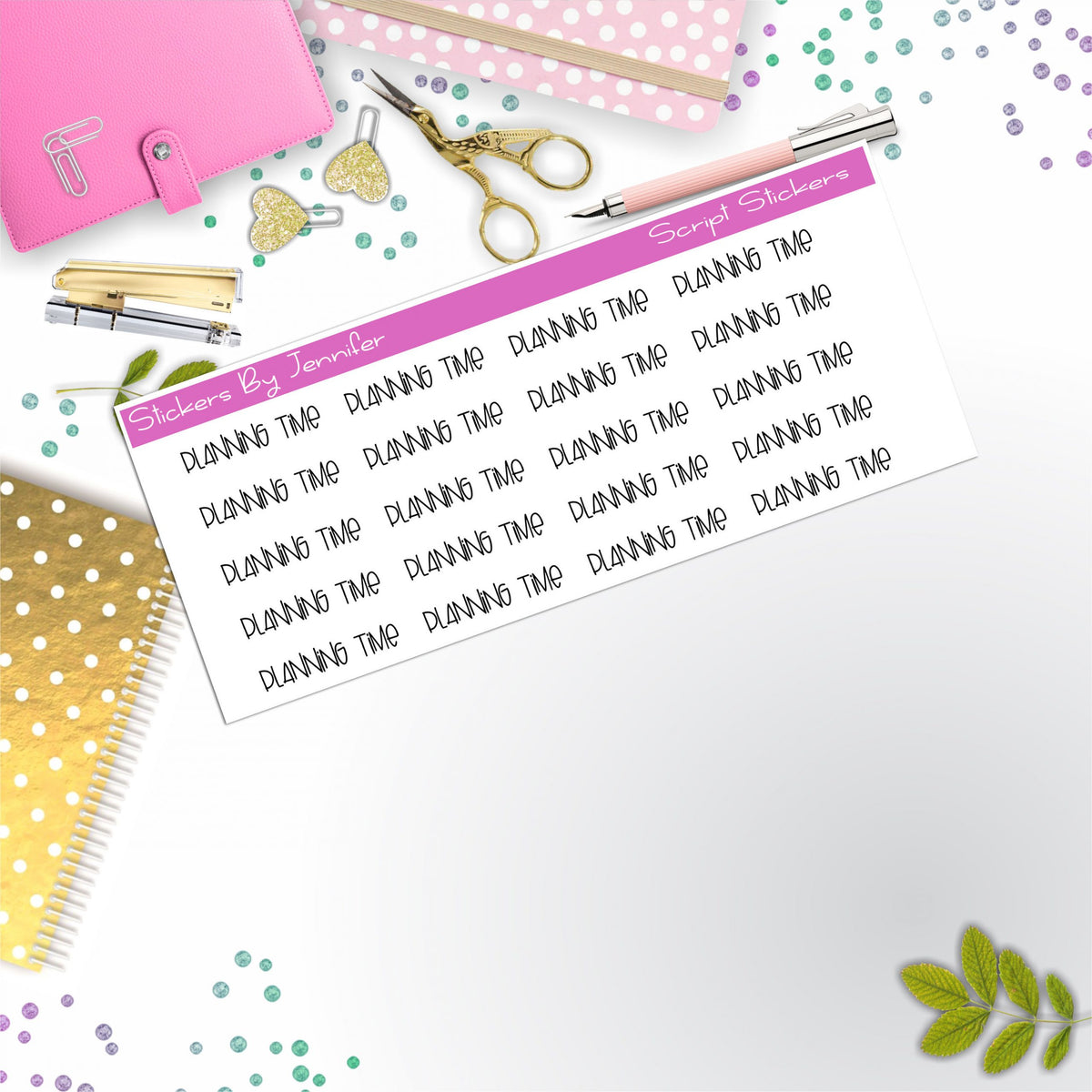 Planning Time Script Stickers, Typography Stickers, Planner Stickers