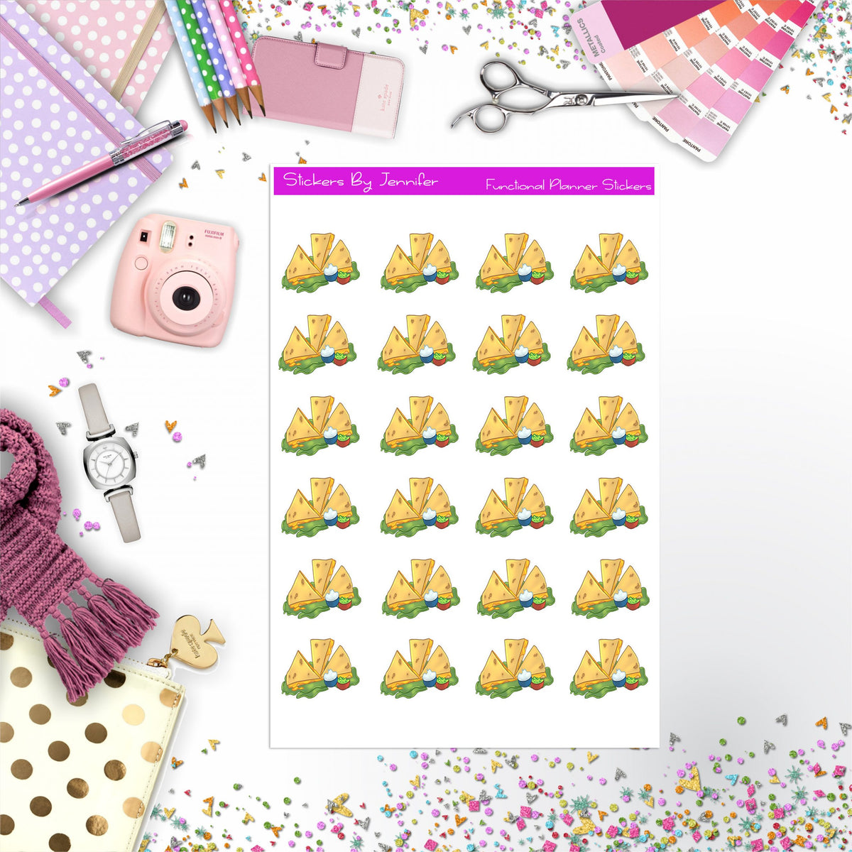 Quesadilla Stickers, Planner Stickers, Journal Stickers, Functional Planner Stickers, Stationary Stickers
