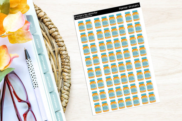 Refill Perscription Planner Stickers, Bullet Journal Stickers, Functional Planner Stickers, Stationary Stickers