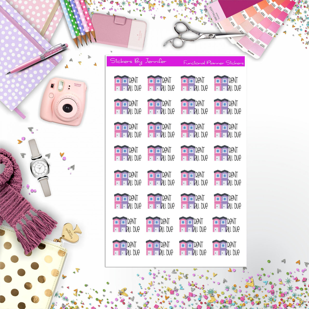 Rent Bill Due  Planner Stickers