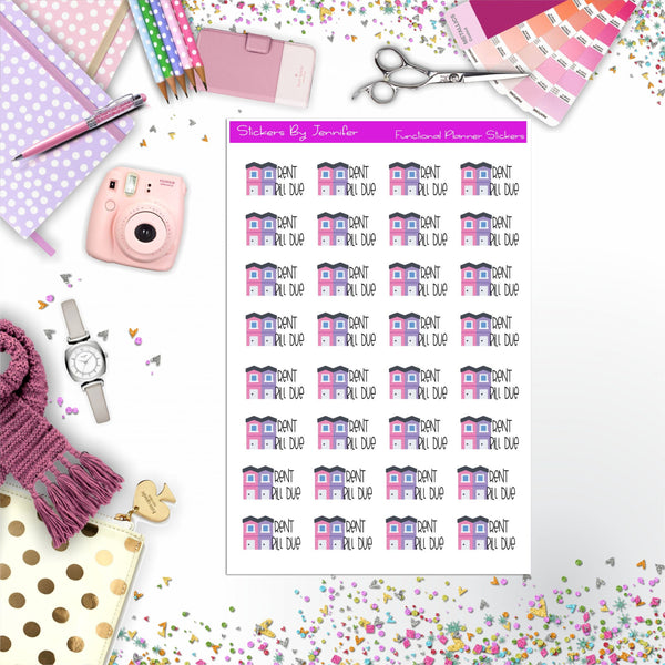 Rent Bill Due  Planner Stickers
