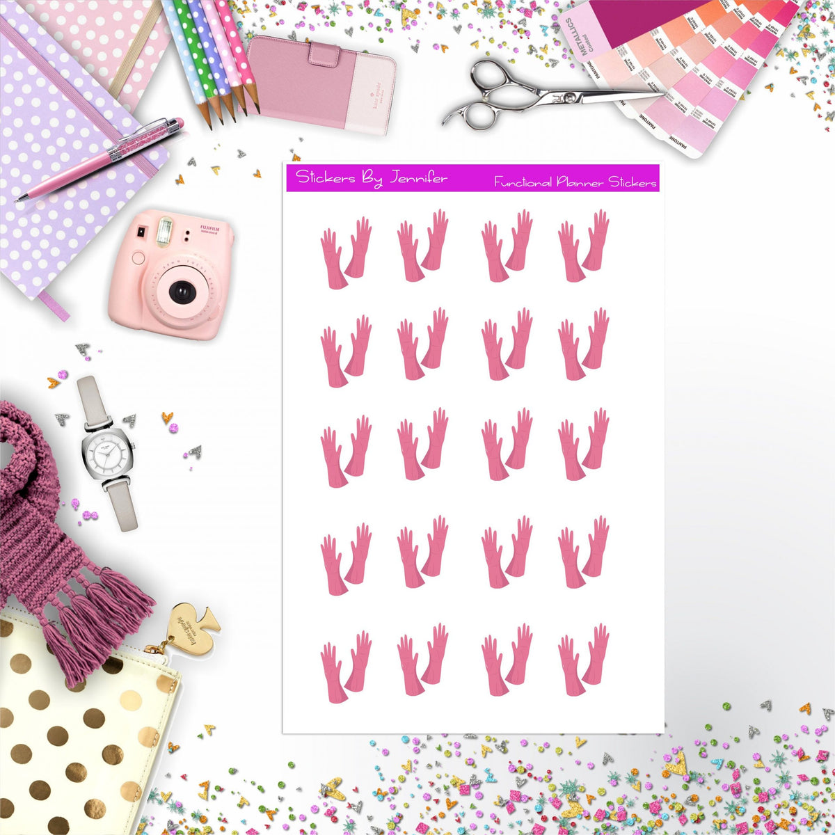 Rubber Gloves  Stickers, Planner Stickers, Journal Stickers, Functional Planner Stickers, Stationary Stickers