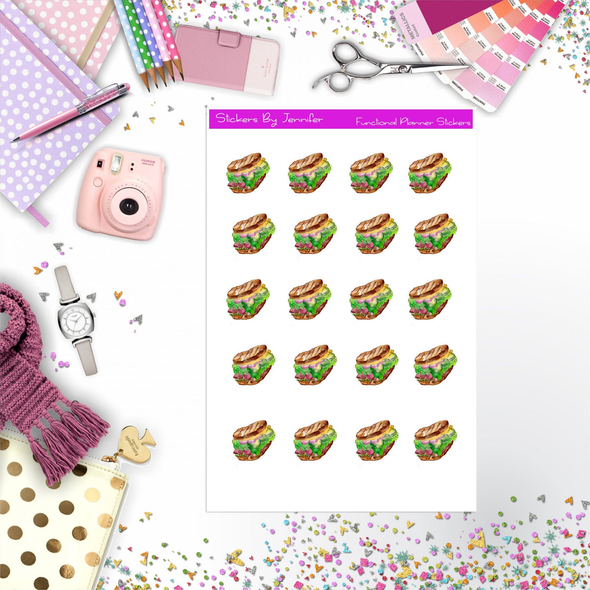 Sandwich Stickers, Planner Stickers, Journal Stickers, Functional Planner Stickers, Stationary Stickers