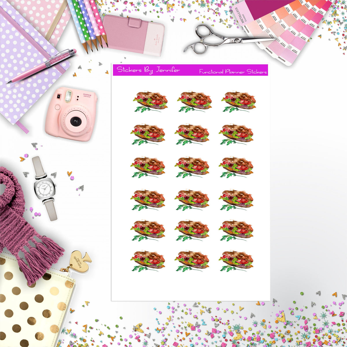 Sandwich Stickers, Planner Stickers, Journal Stickers, Functional Planner Stickers, Stationary Stickers