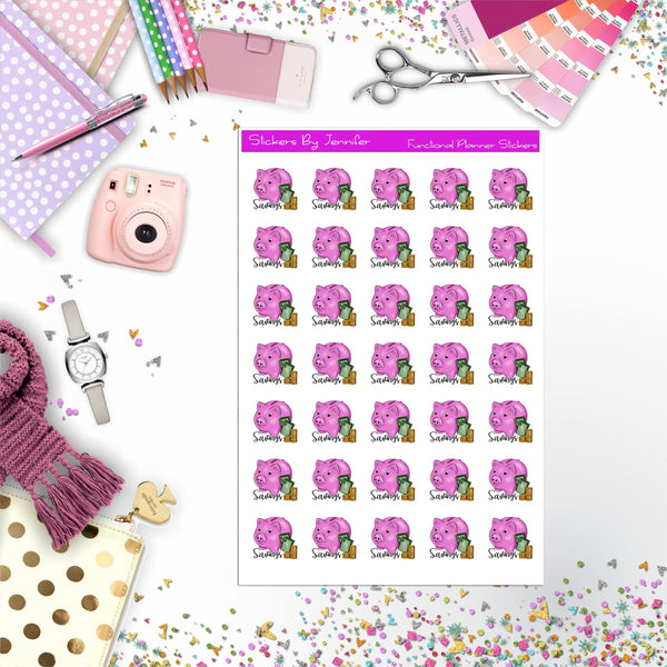Savings Icon Planner Stickers, Bullet Journal Stickers, Functional Planner Stickers, Stationary Stickers