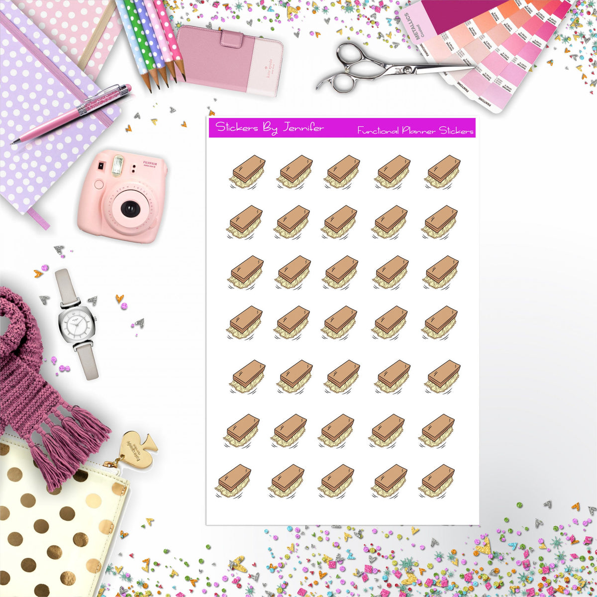 Scrub Brush Stickers, Planner Stickers, Journal Stickers, Functional Planner Stickers, Stationary Stickers