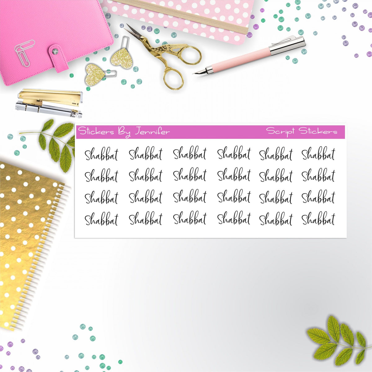 Shabbat Script Stickers, Typography Stickers, Planner Stickers, Journal Stickers, Functional Planner Stickers, Stationary Stickers