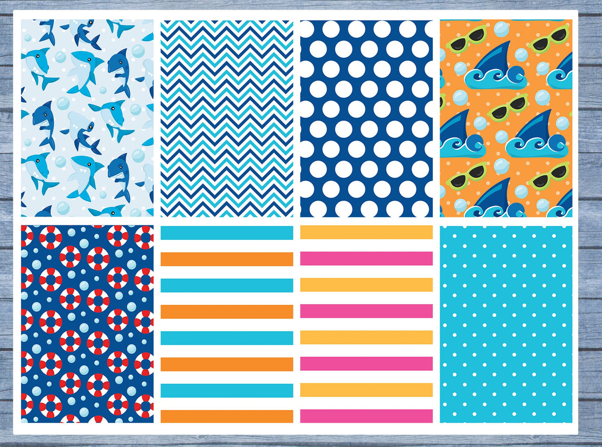 Shark Full Box Planner Stickers, Big Happy Planner, Erin Condren, Classic Happy Planner