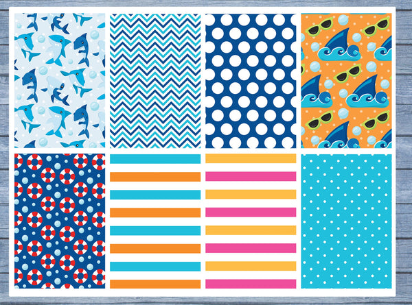 Shark Full Box Planner Stickers, Big Happy Planner, Erin Condren, Classic Happy Planner