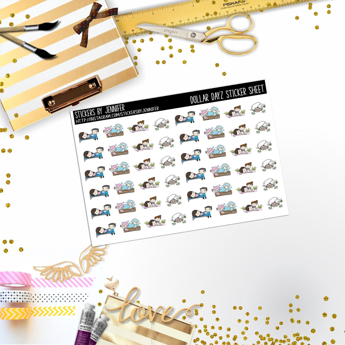 Spa Character Girl Mini DD039, Planner Stickers, Bullet Journal, Functional Planner Stickers, Stationary Stickers