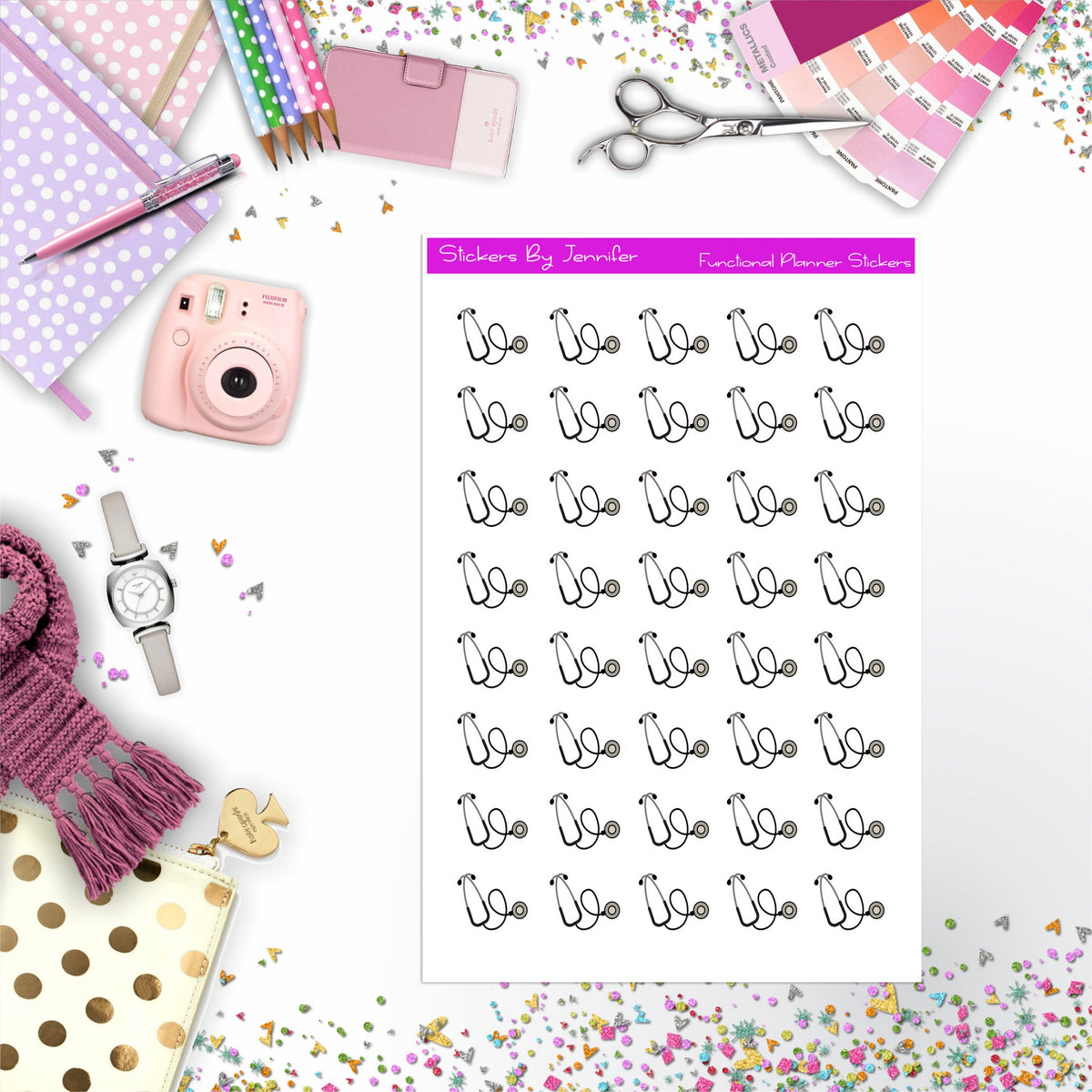 Stethoscope Stickers, Planner Stickers, Journal Stickers, Functional Planner Stickers, Stationary Stickers