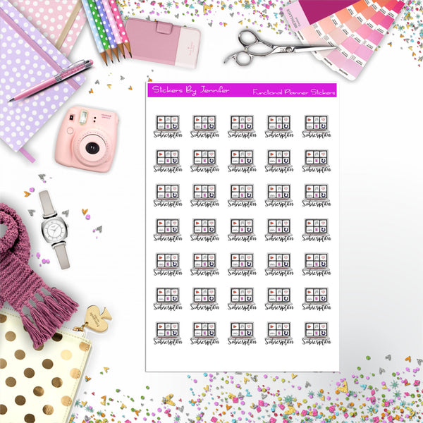 Streaming Subscription Icon Planner Stickers, Bullet Journal Stickers, Functional Planner Stickers, Stationary Stickers