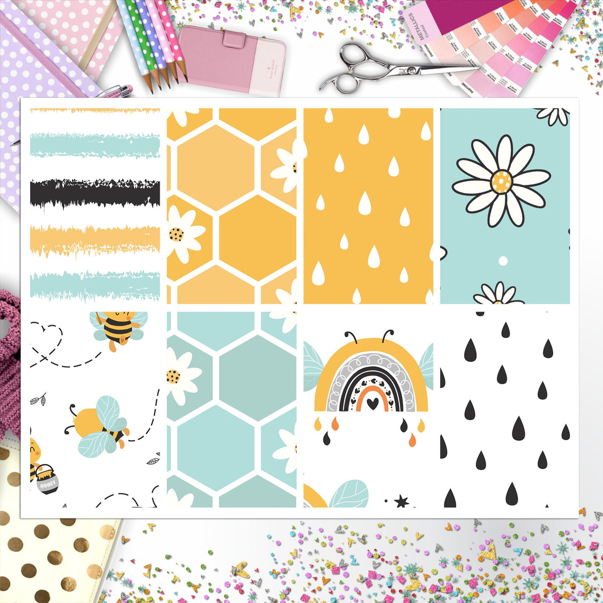 Summer Bees Full Box Big Happy Planner, Erin Condren, Classic Happy Planner