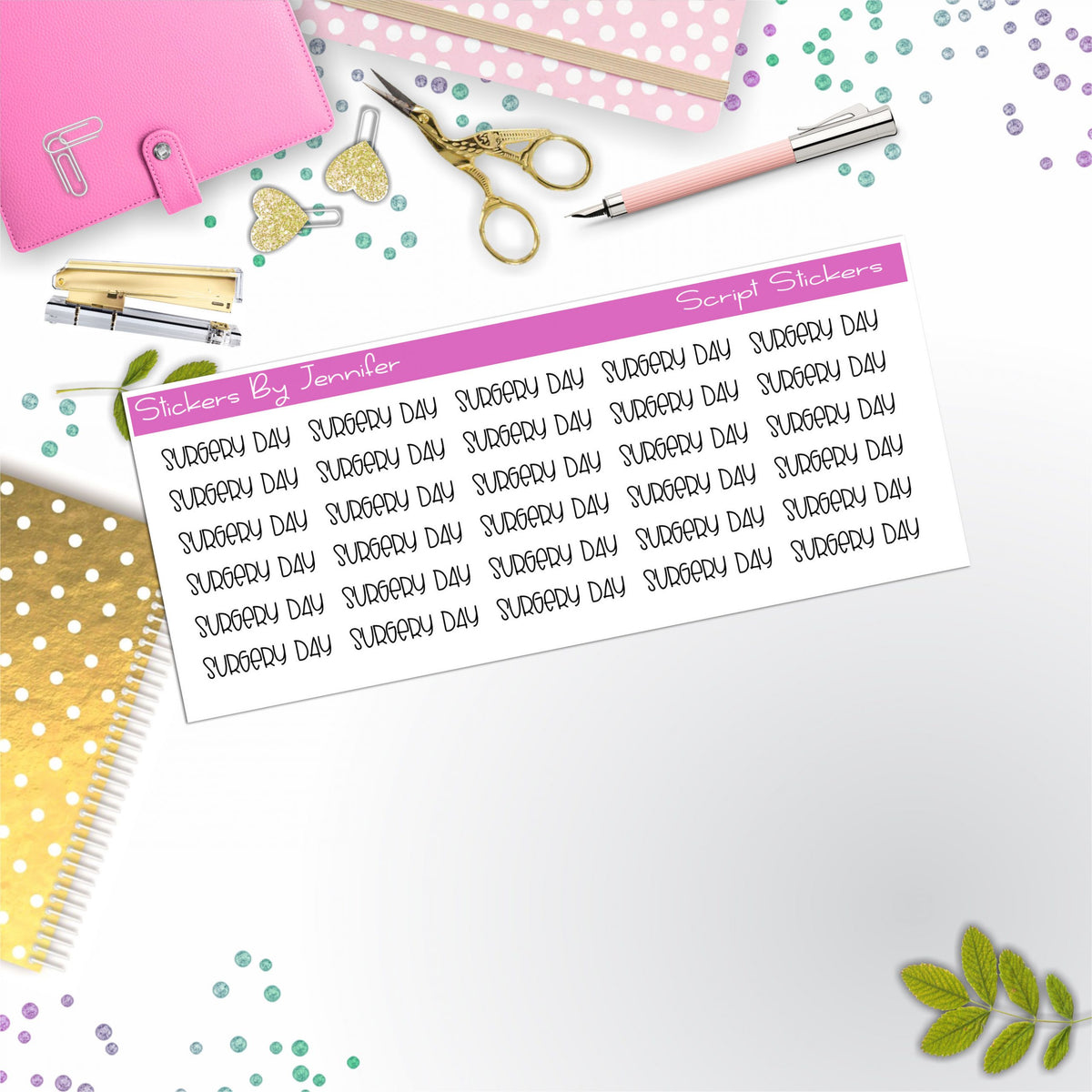 Surgery Day Script Stickers, Typography Stickers, Planner Stickers