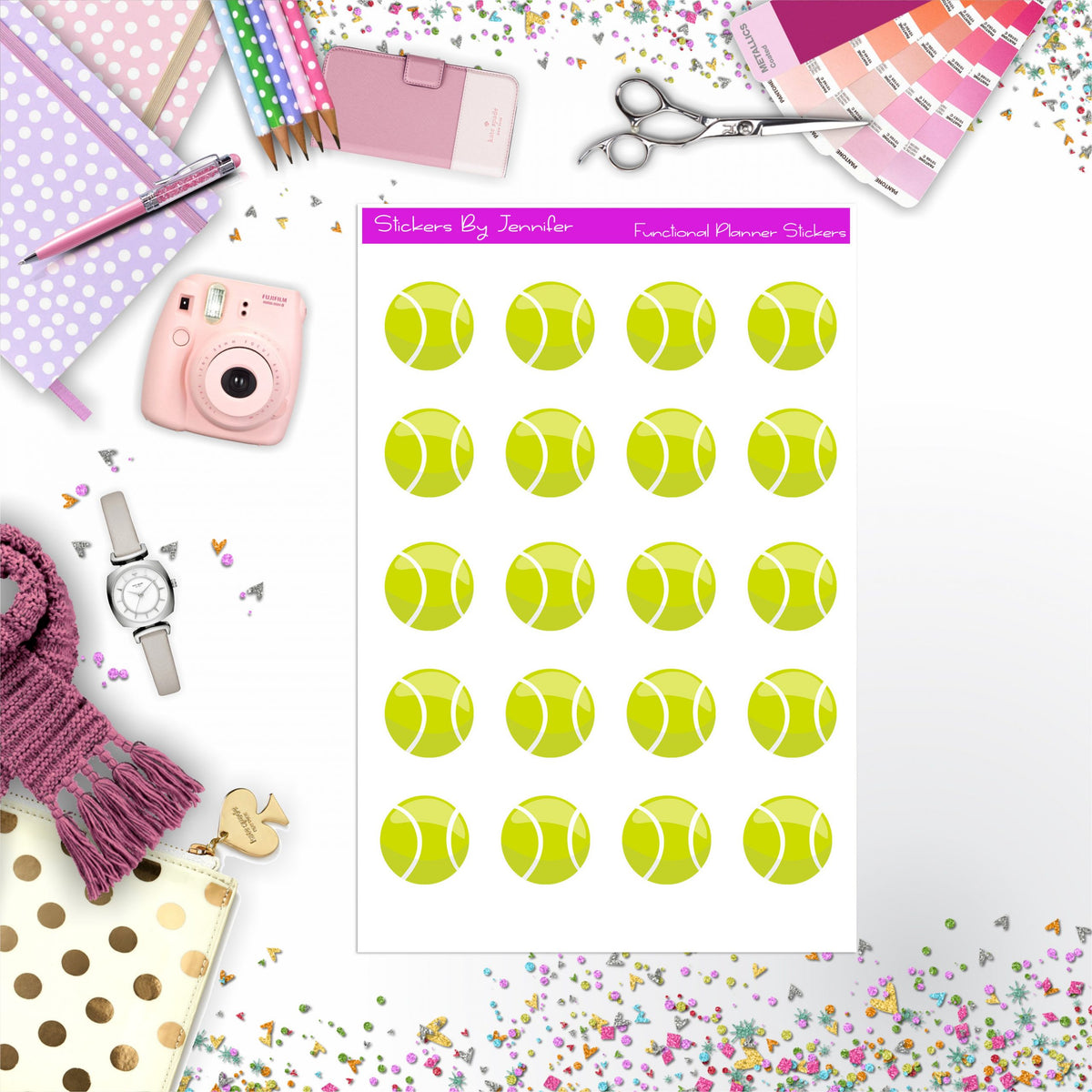 Tennis Stickers, Planner Stickers, Journal Stickers, Functional Planner Stickers, Stationary Stickers
