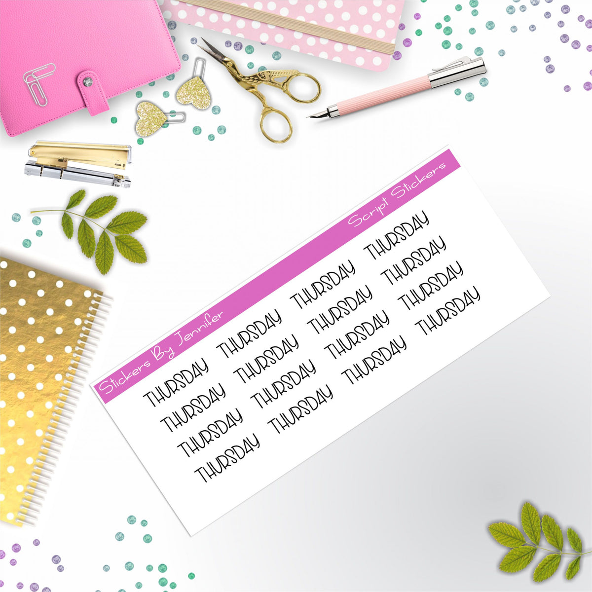 Thursday Script Stickers, Typography Stickers, Planner Stickers, Journal Stickers, Functional Planner Stickers, Stationary Stickers