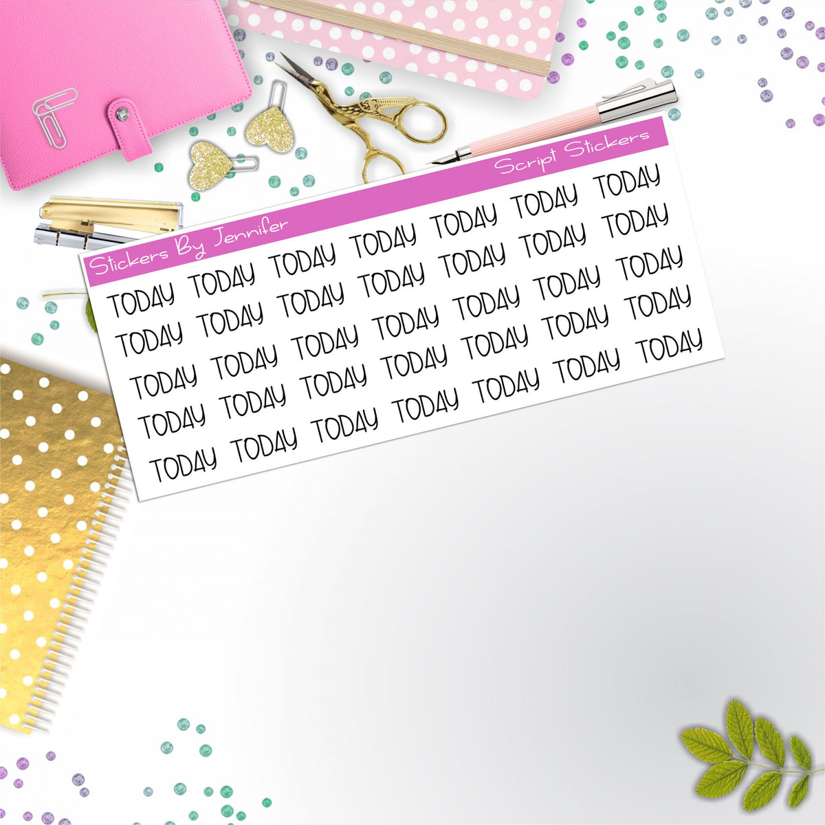 Today Script Stickers, Typography Stickers, Planner Stickers