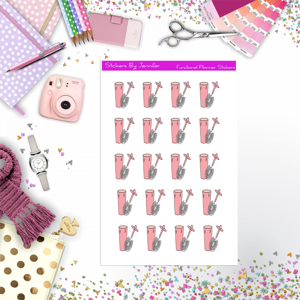 Toilet Bowl Cleaner Stickers, Planner Stickers, Journal Stickers, Functional Planner Stickers, Stationary Stickers