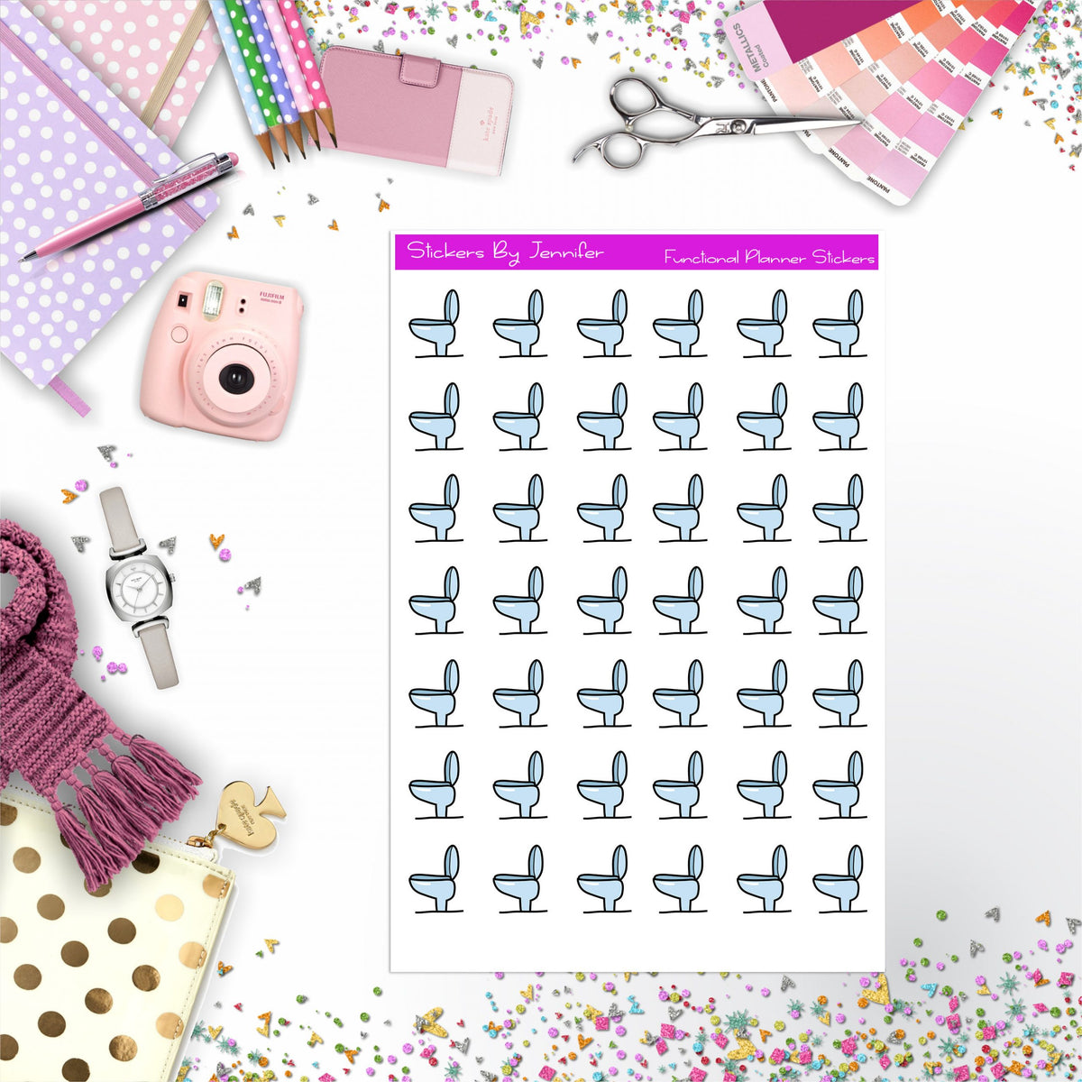 Toilet Stickers, Planner Stickers, Journal Stickers, Functional Planner Stickers, Stationary Stickers