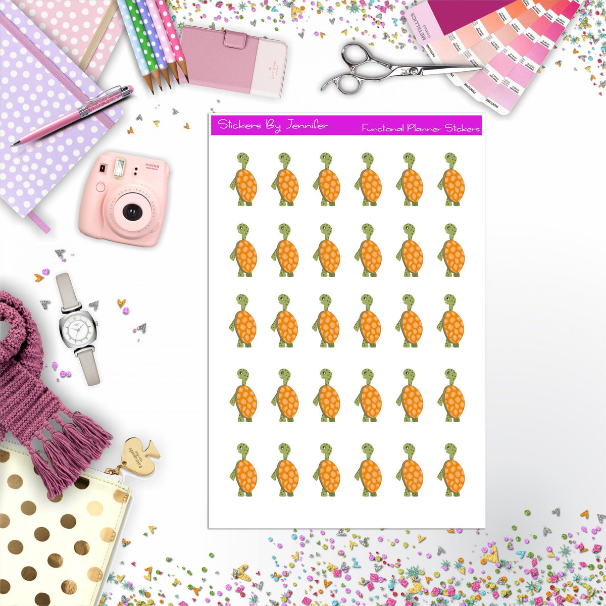 Turtle Stickers, Planner Stickers, Journal Stickers, Functional Planner Stickers, Stationary Stickers