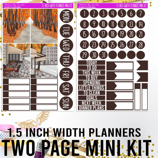 Two Page 1.5 Inch Width Mini Kit 046 Planner Stickers, Bullet Journal Stickers, Functional Planner Stickers, Stationary Stickers