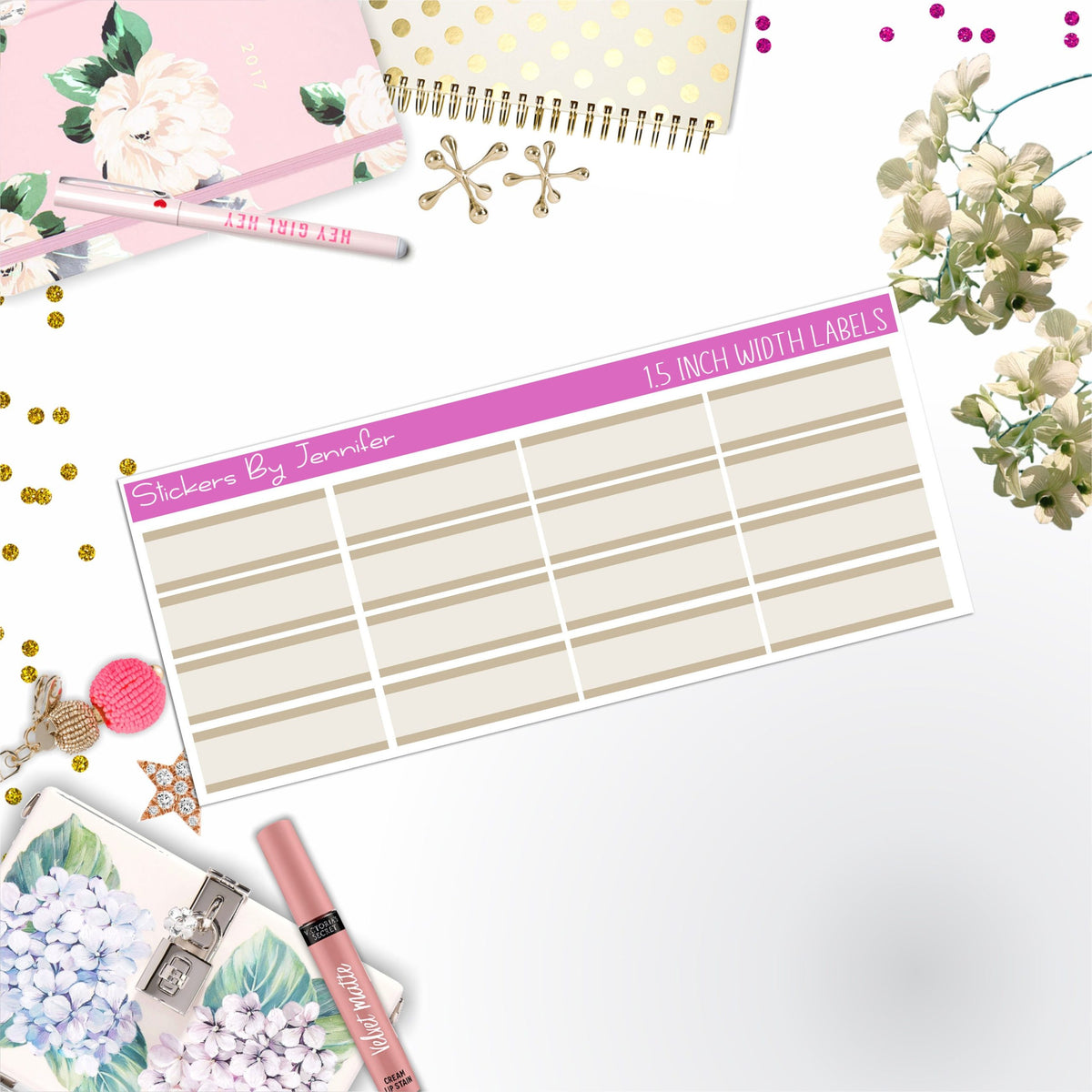 Two-Toned Labels 088 Quarter Boxes  Planner Stickers, Journal Stickers, Functional Planner Stickers, Stationary Stickers