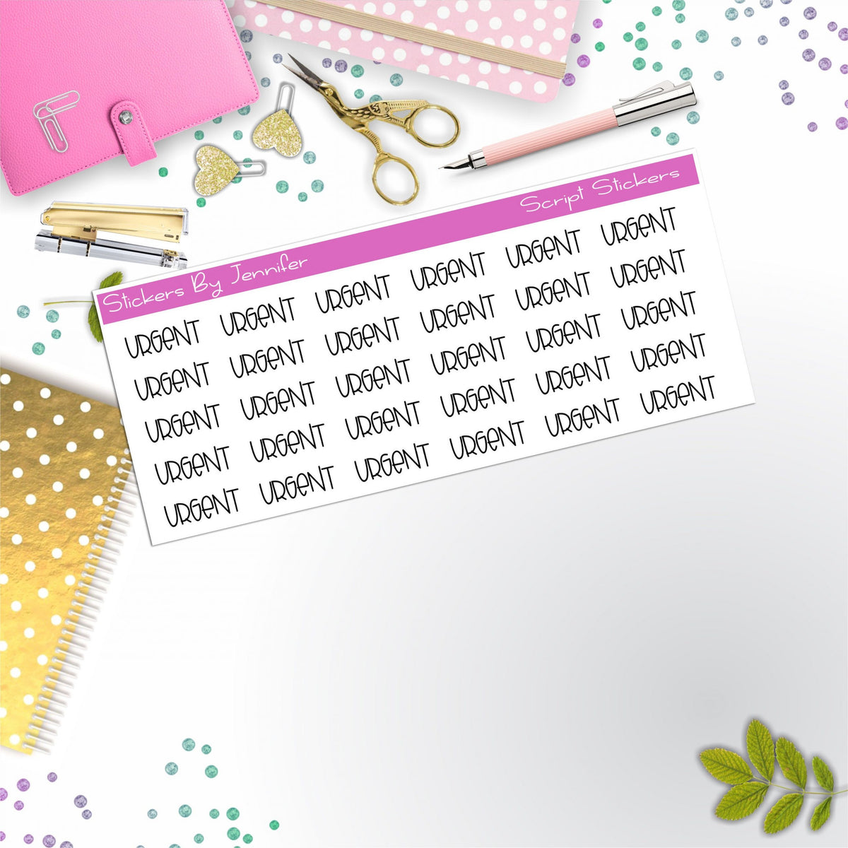 Urgent Script Stickers, Typography Stickers, Planner Stickers