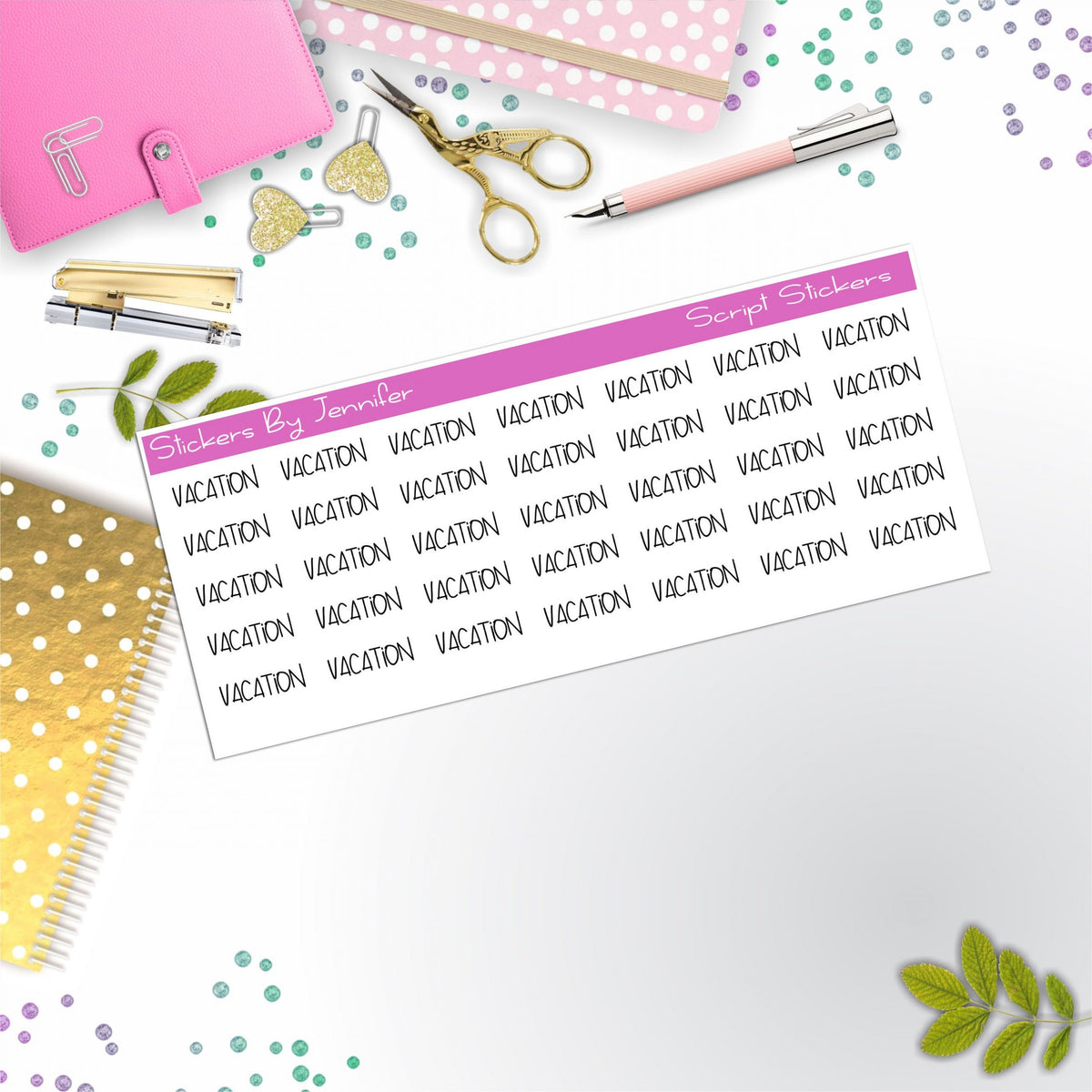 Vacation Script Stickers, Typography Stickers, Planner Stickers