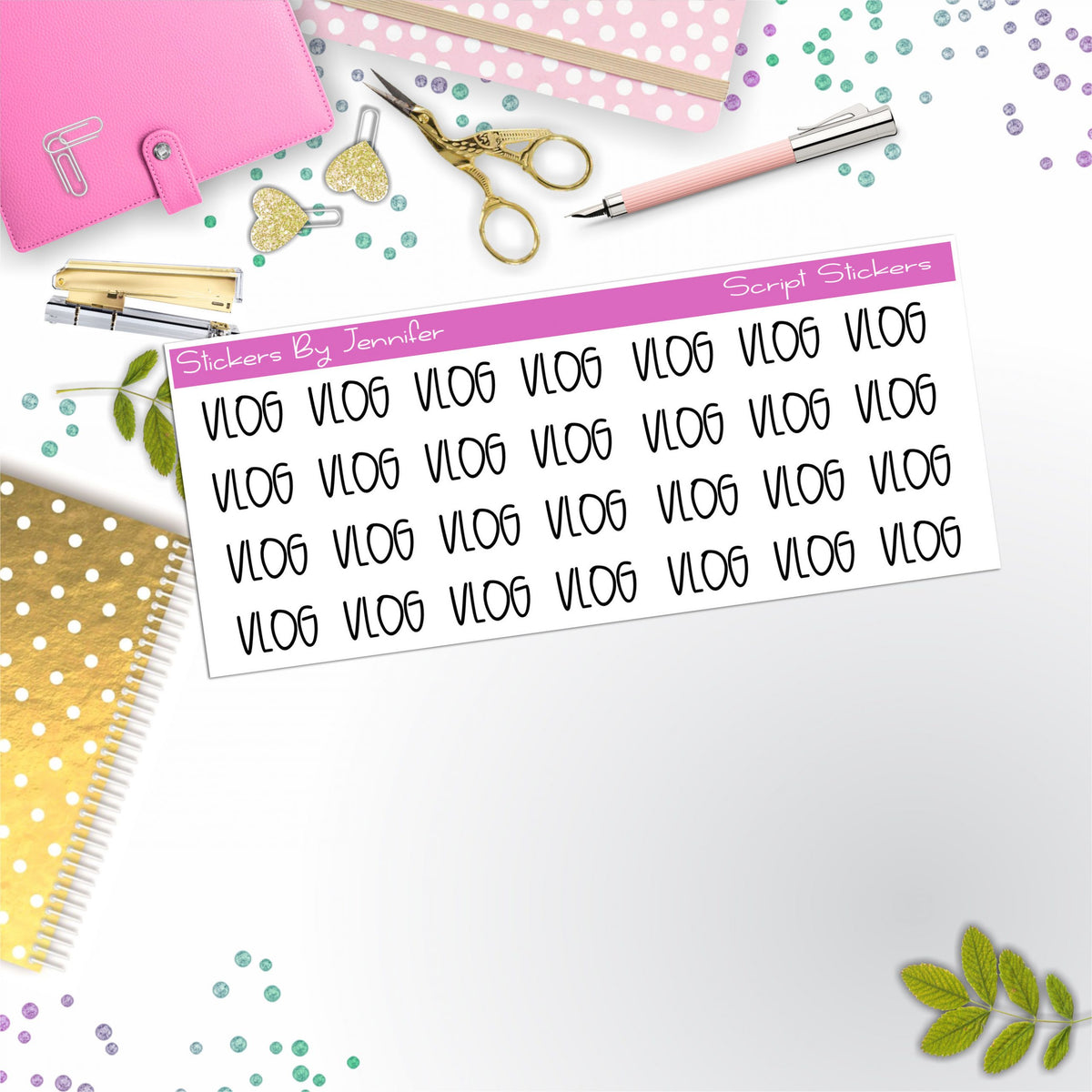 Vlog Script Stickers, Typography Stickers, Planner Stickers
