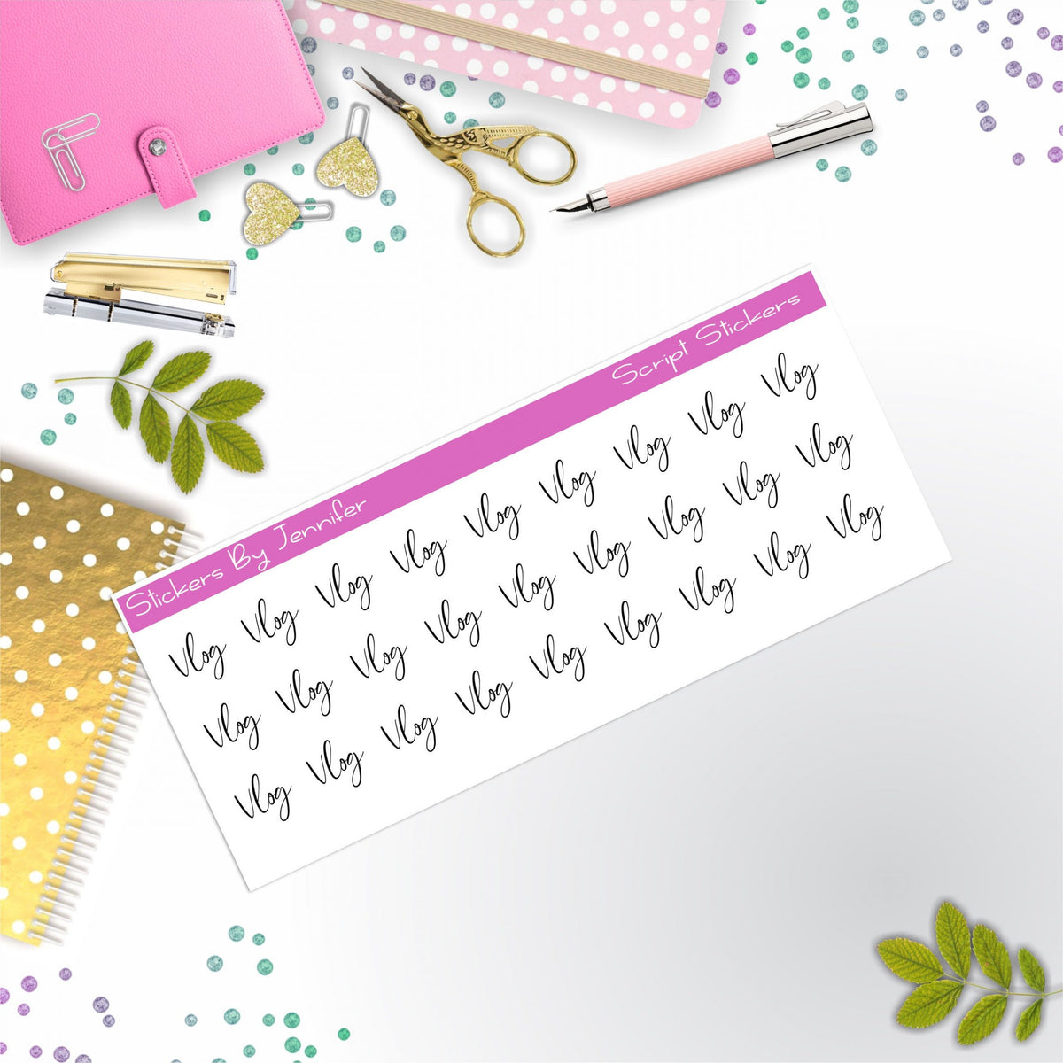 Vlog Script Stickers, Typography Stickers, Planner Stickers, Journal Stickers, Functional Planner Stickers, Stationary Stickers