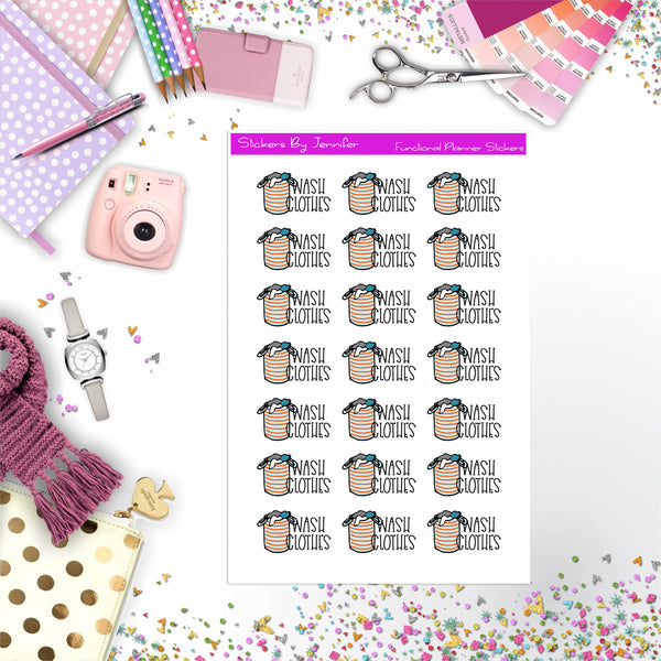 Wash Clothes Stickers, Planner Stickers, Journal Stickers, Functional Planner Stickers, Stationary Stickers